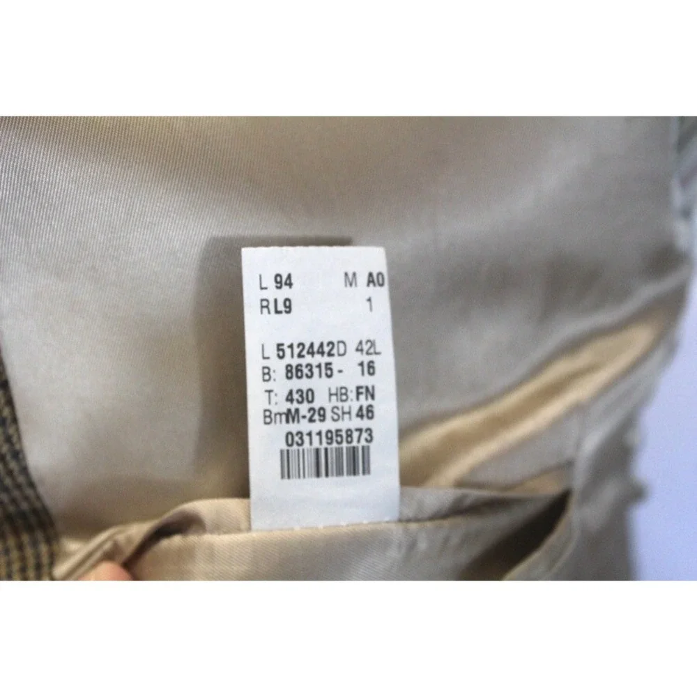 vtg mens brown Ralph Lauren houndstooth blazer jacket sport suit‎ coat wool 42 L